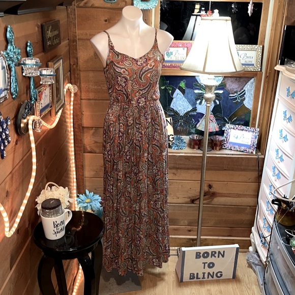 WRANGLER gorgeous SEXY long maxi dress adj straps beautiful colors - WORN ONCE - Picture 1 of 15